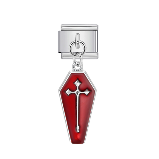 Charm Para Brazalete Italiano Ataúd Colgante Rojo