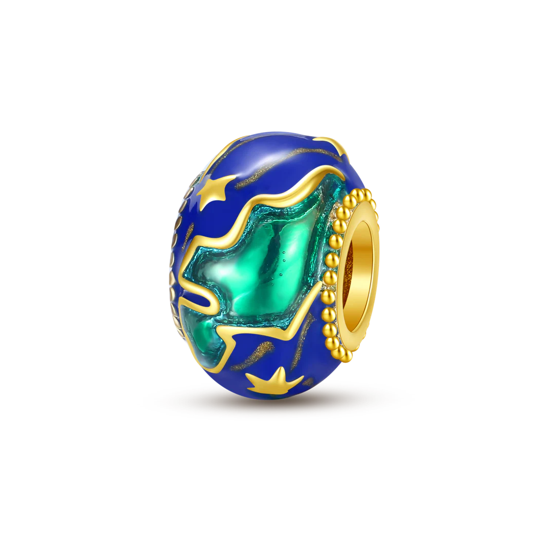 Charm Separador Mapamundi con Detalles En Oro