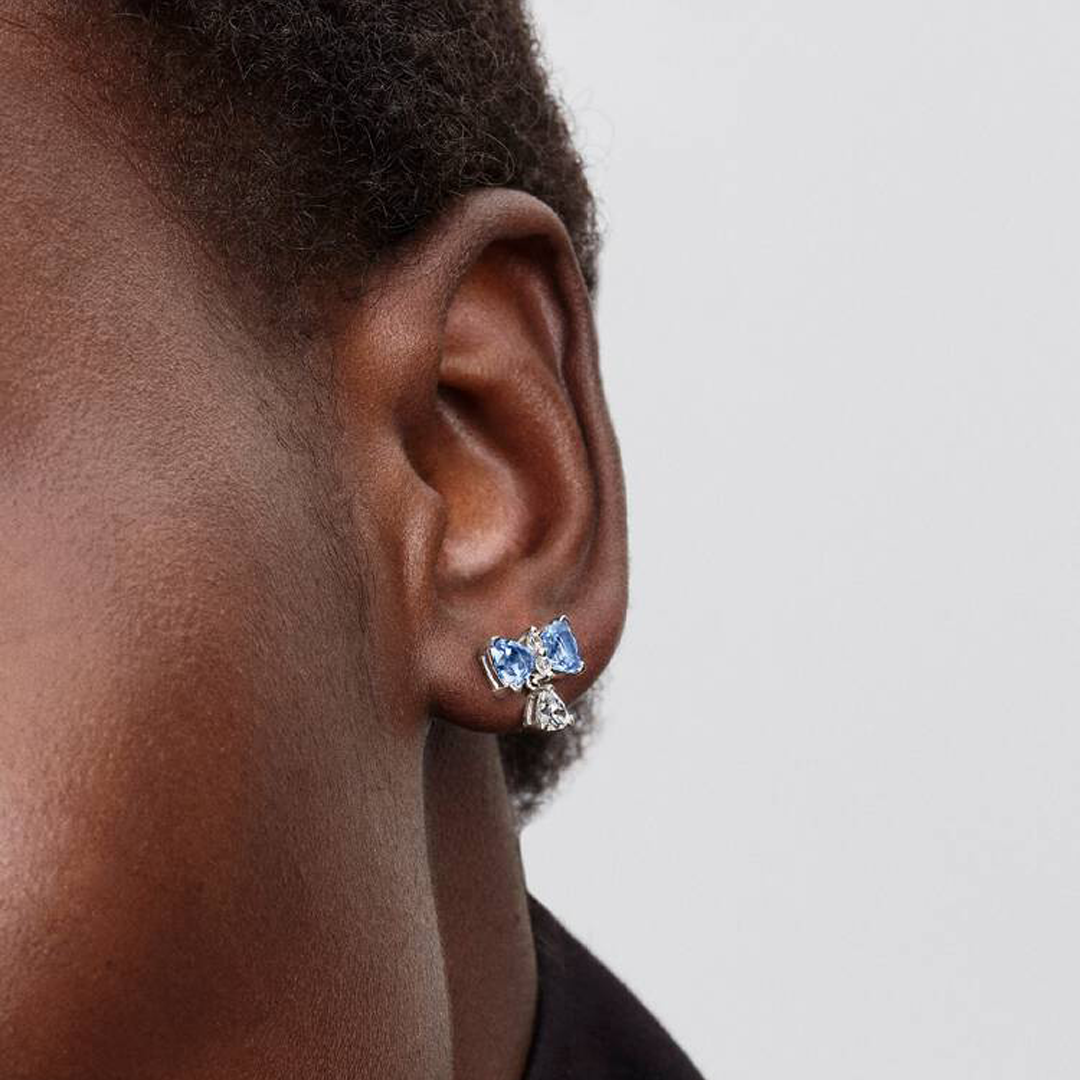 Pendientes De Botón De Lazo Azul De Bridgerton