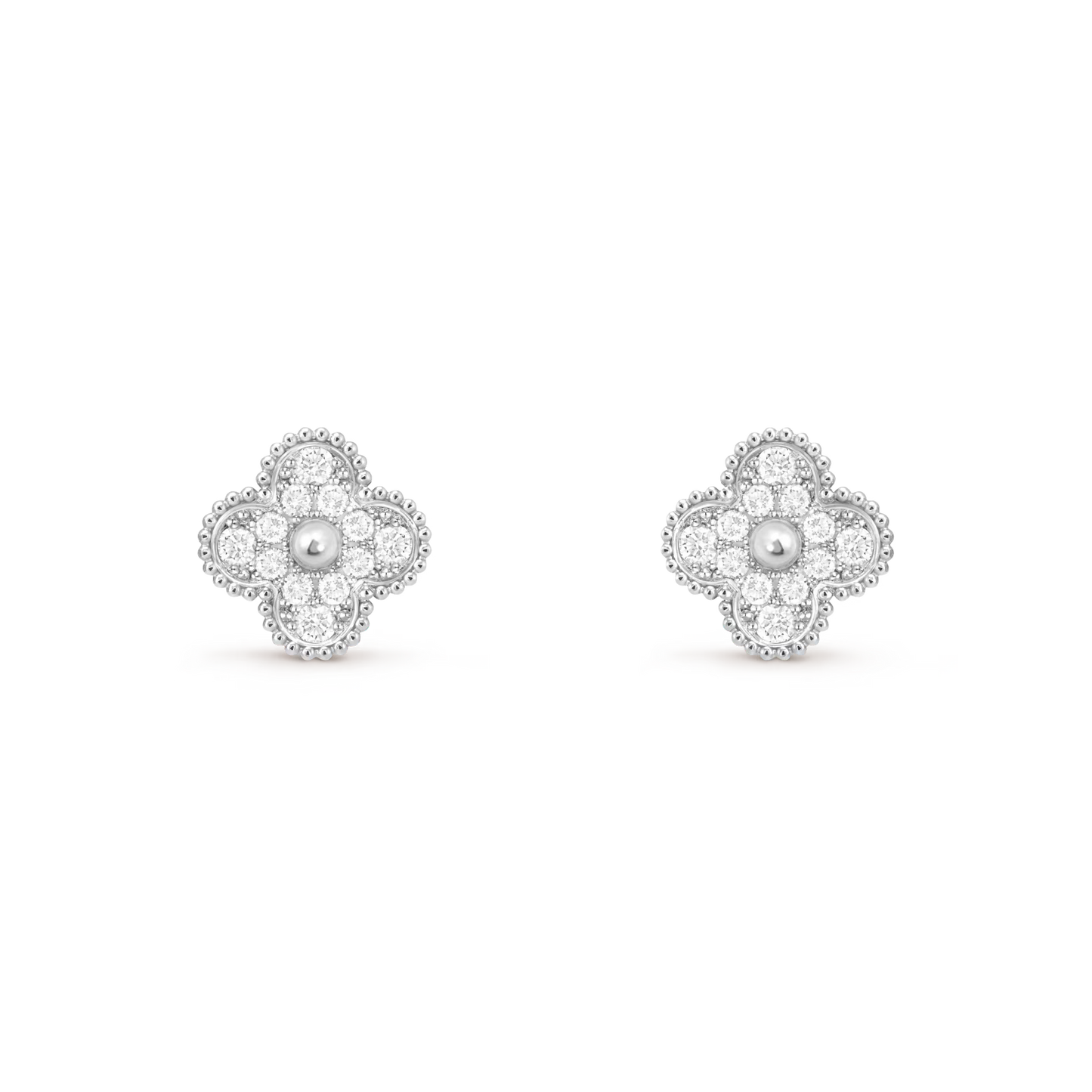 Pendientes De Botón Alhambra Plata, Diamante
