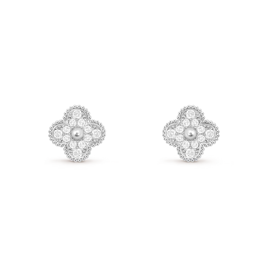 Pendientes De Botón Alhambra Plata, Diamante