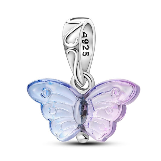 Charm Colgante Mariposa Cristal Azul Y Morado