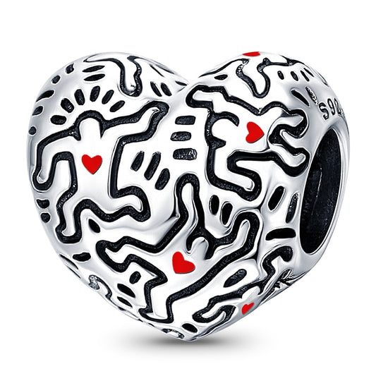 Charm Corazón con Grabado de Keith Haring