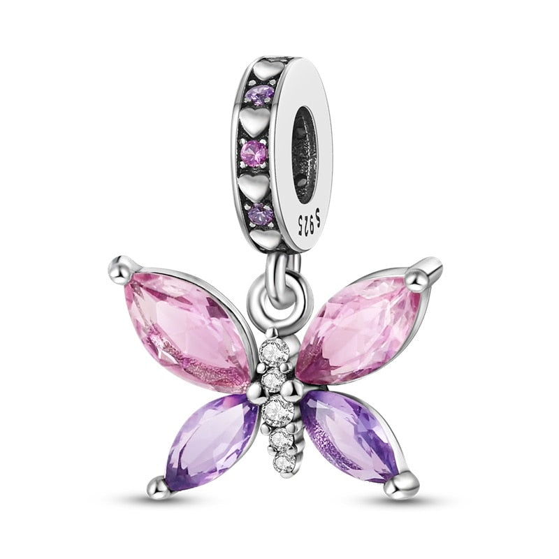 Charm Colgante Mariposa Cristal Fucsia