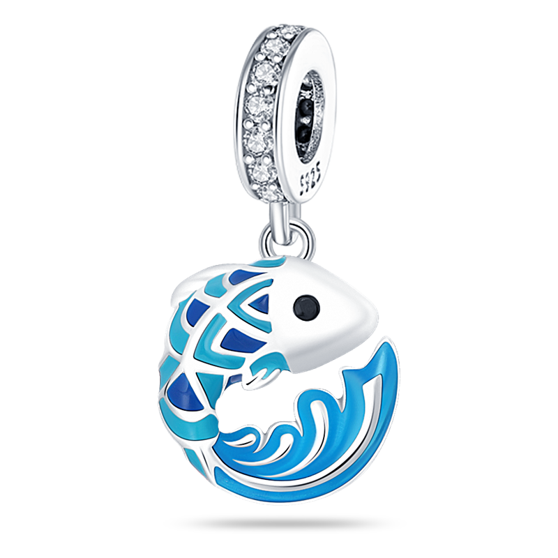 Charm Colgante Con Escamas Azules