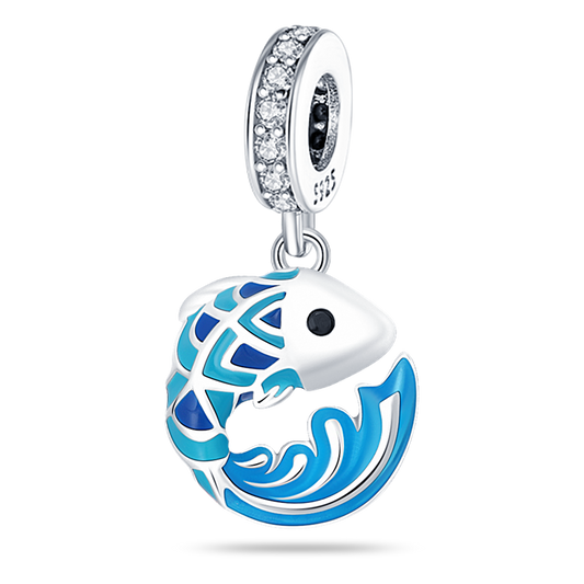 Charm Colgante Con Escamas Azules