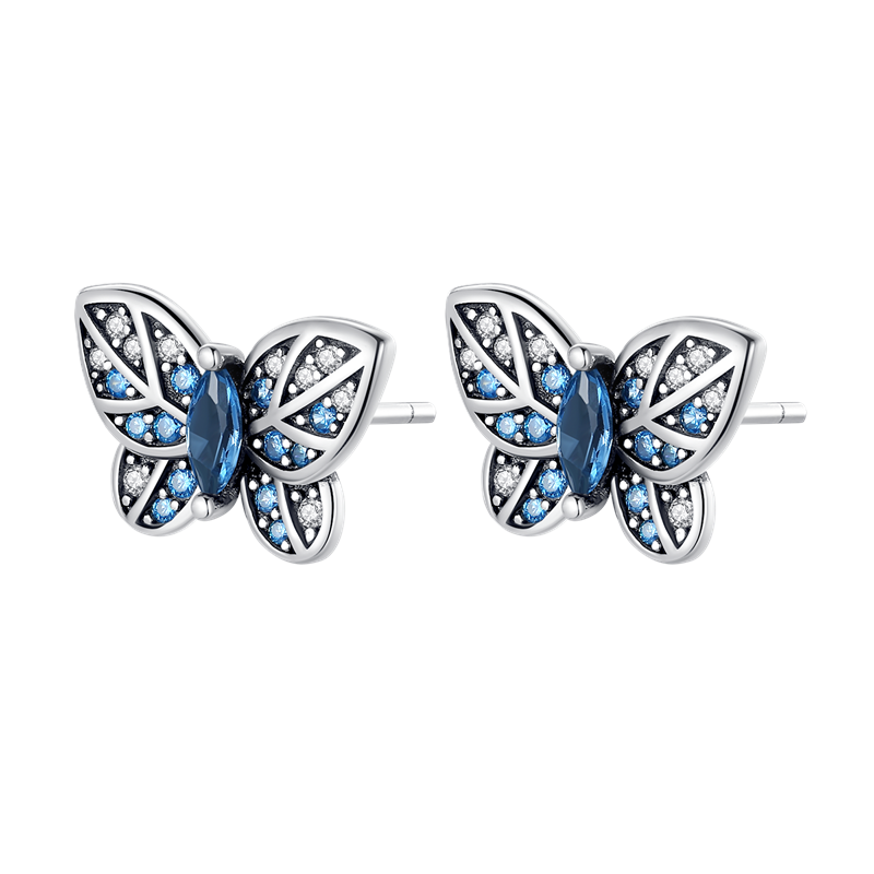 Pendientes De Botón Mariposa Morpho