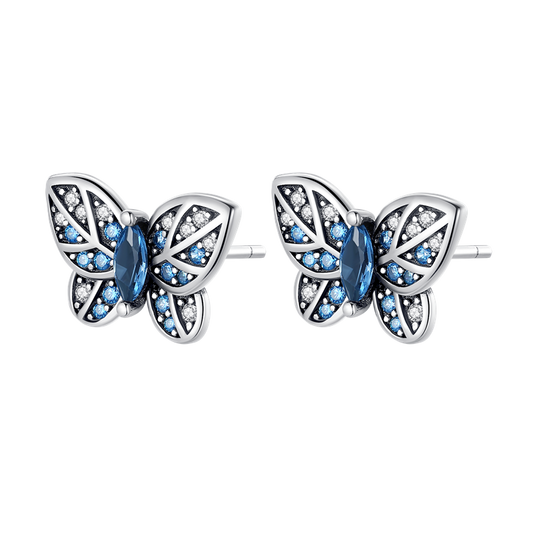 Pendientes De Botón Mariposa Morpho