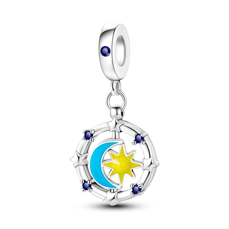 Charm Colgante Aro Estrella y Luna / Glow In The Dark