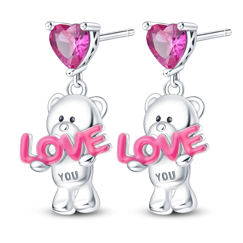 Pendientes Osito Adorable "LOVE YOU"