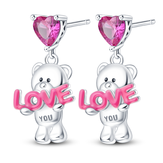 Pendientes Osito Adorable "LOVE YOU"