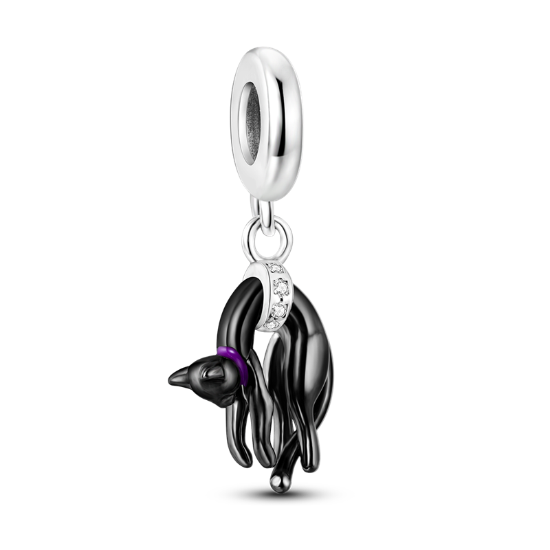 Charm Gato Con Collar Violeta