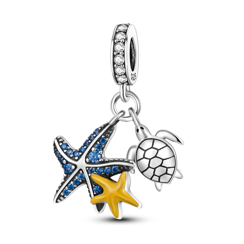 Charm Colgante Tortuga y Estrellas Marinas