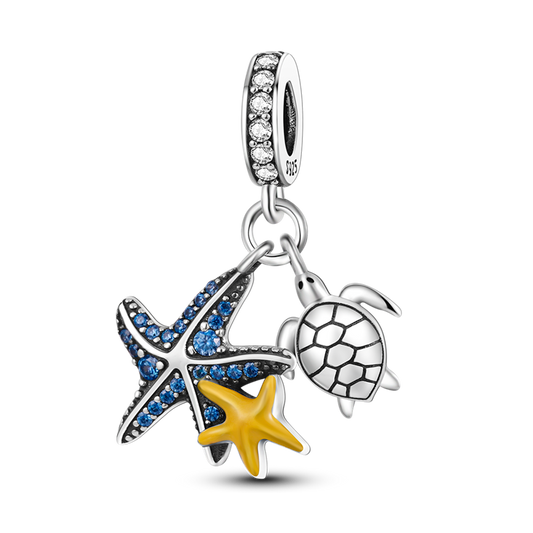 Charm Colgante Tortuga y Estrellas Marinas