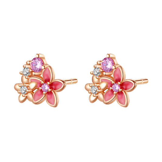 Pendientes De Botón Flor Rosa