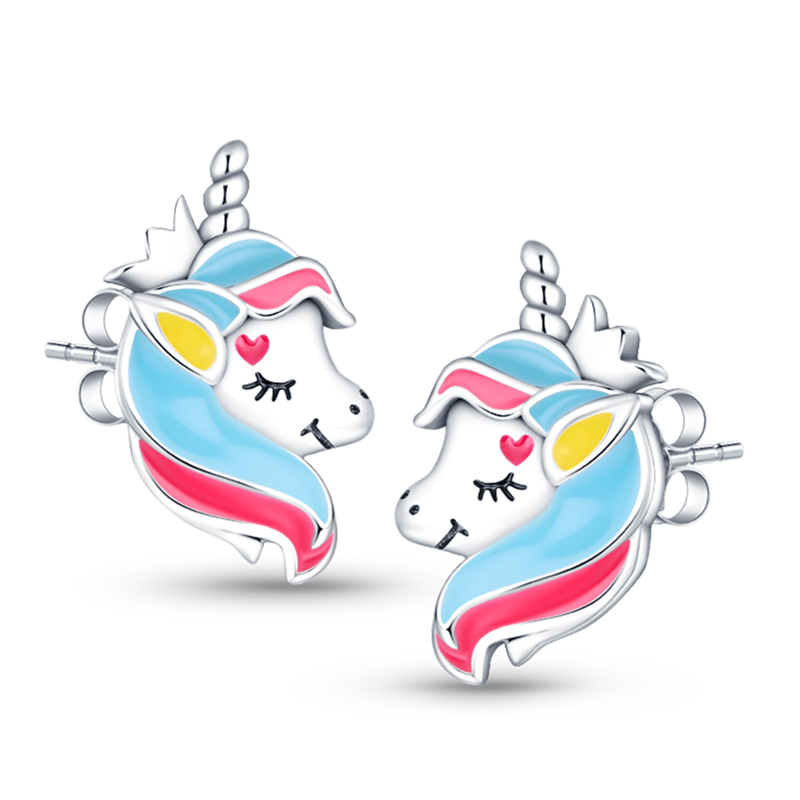 Pendientes De Botón Unicornio Adorable