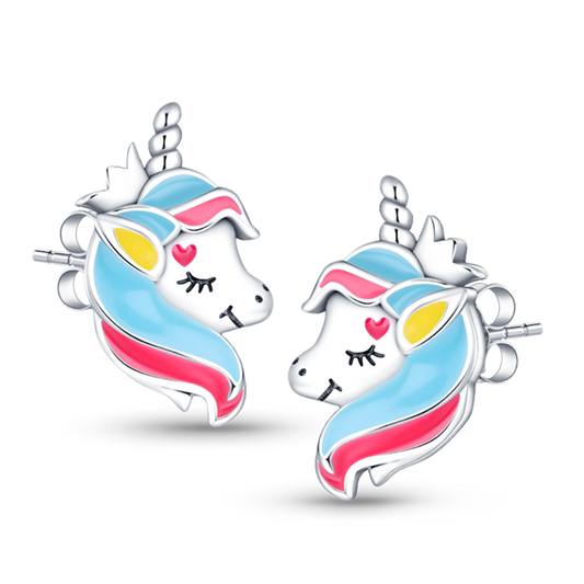 Pendientes De Botón Unicornio Adorable