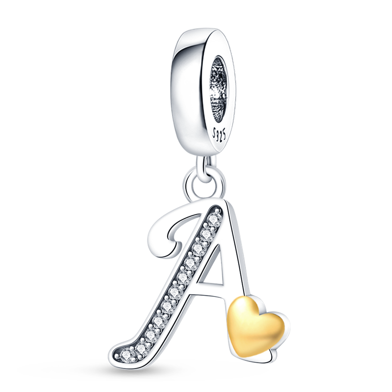 Charms Alfabeto A-Z con Corazón Dorado