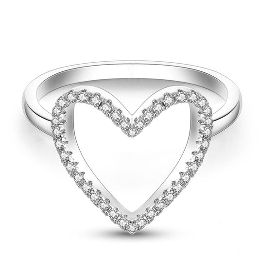 Anillo Corazón Bordes Pavé