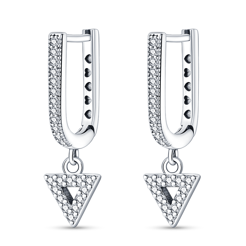 Pendientes Triangulares Con Detalles en Pavé