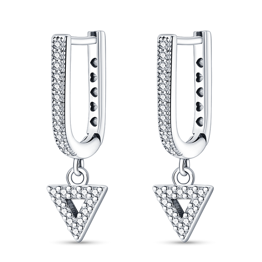 Pendientes Triangulares Con Detalles en Pavé