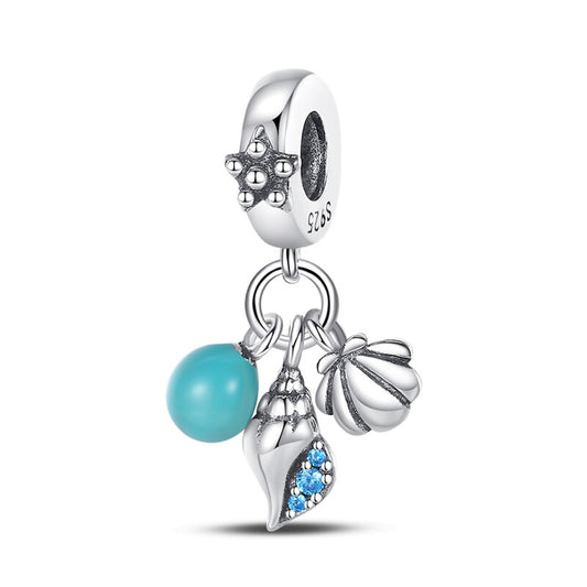 Charm Colgante Perla, Caracola & Concha Marina / Glow In The Dark